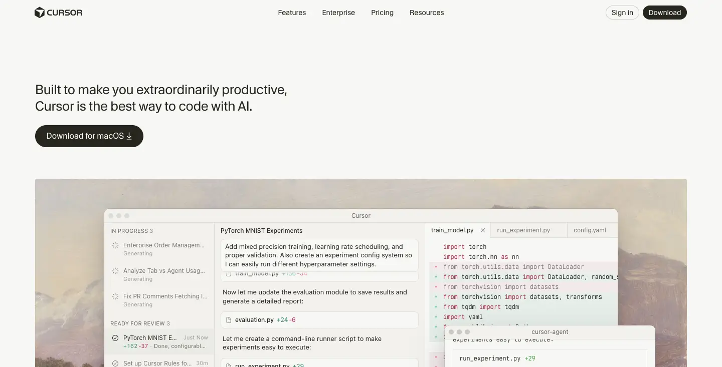 Cursor AI website screenshot